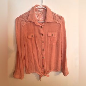 🎉HP🎉 MINE Floral Light-Knit Airy Button Down Blouse